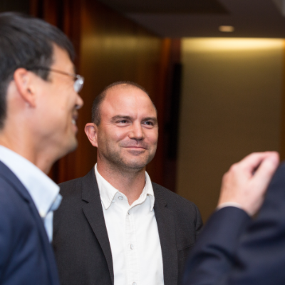 Ben Rhodes in discussion with GPI staff.